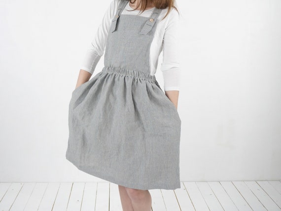 Linen Pinafore Dress. Linen Apron Dress. Linen Pinafore. Pinafore