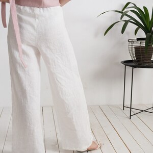 Linen wide leg pants. Women linen trousers. Loose fit linen pants. Wide linen pants. Linen casual women's trousers. Summer linen pants MAHI image 6