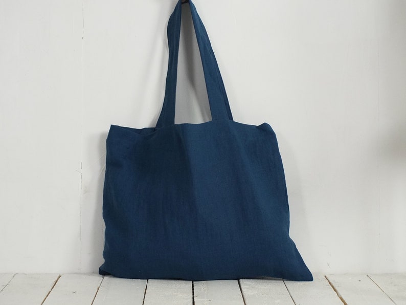 Wide linen shopping bag. Linen shoulder bag. Market bag. Natural linen tote bag. Beach bag. Grocery bag. Street bag. Linen beach tote bag. image 4