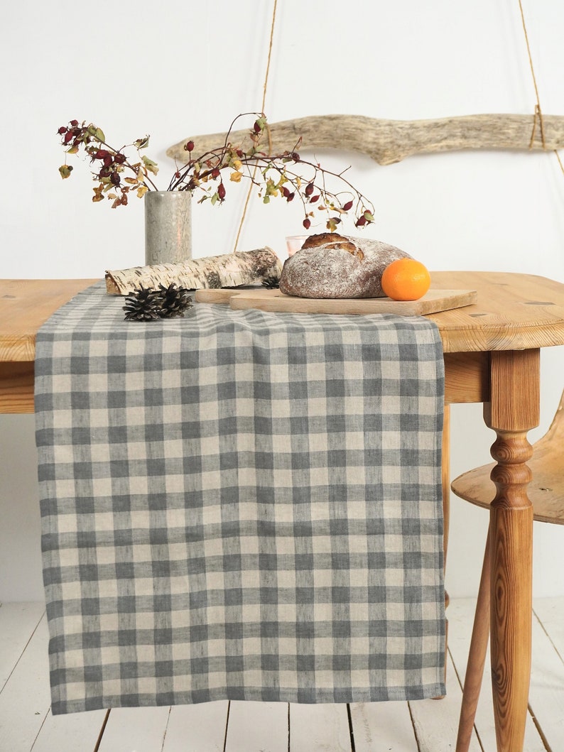 Modern linen table runner. Rustic wedding long table runner for holiday, Christmas, new home or farmhouse. Various colors. Christmas gift. image 5