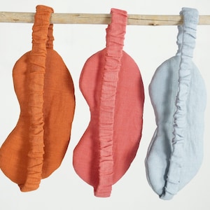 Natuurlijk slaapmasker en zakje. Linnen slaapmasker met etui. Linnen reisoogmasker. Eco-oogmasker om te slapen. Uniseks oogmasker. Jubileumcadeau afbeelding 3