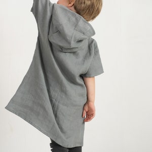 Linen kids poncho. Linen towel for kids. Linen hooded children towel. Kids beach cover up. Linen hooded toddler bathrobe. Kids beach towel. image 8