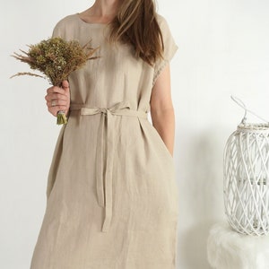 Bridesmaid linen dress. Linen simple bridesmaid dress. Boho linen wedding dress. Wedding guest dress. Bohemian bridesmaid dress DANUBE image 2