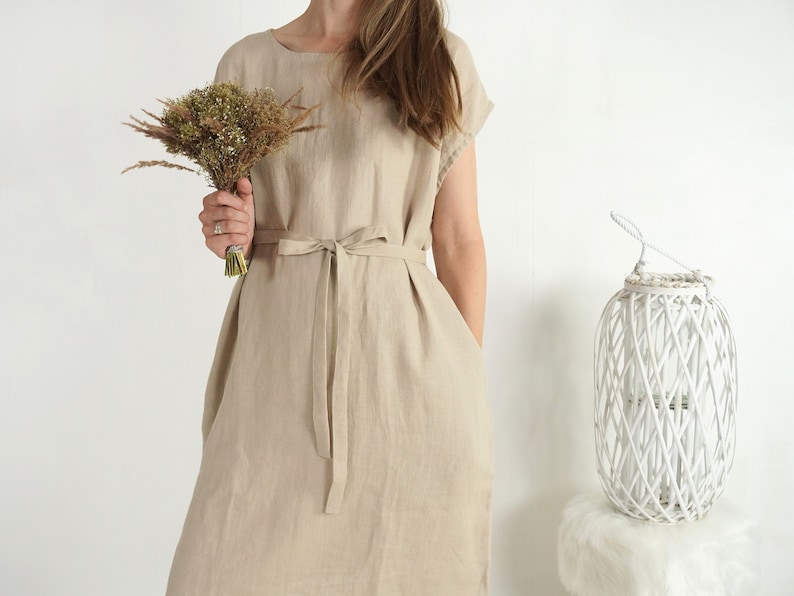 Bridesmaid linen dress. Linen simple bridesmaid dress. Boho linen wedding dress. Wedding guest dress. Bohemian bridesmaid dress DANUBE image 2