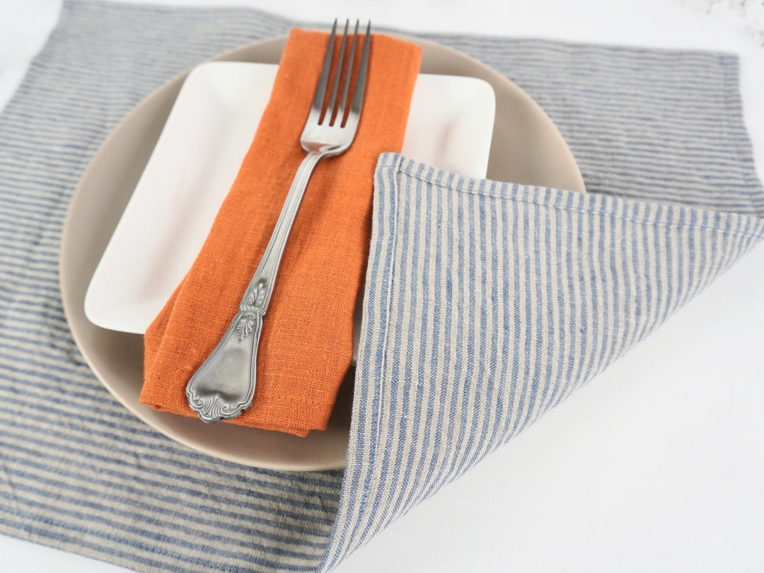 Linen Placemats. Natural Stonewashed Linen Placemat Set. Linen Placemat