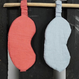 Natuurlijk slaapmasker en zakje. Linnen slaapmasker met etui. Linnen reisoogmasker. Eco-oogmasker om te slapen. Uniseks oogmasker. Jubileumcadeau afbeelding 6