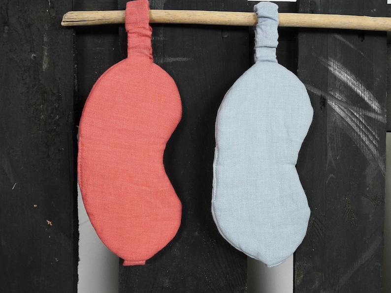 Natuurlijk slaapmasker en zakje. Linnen slaapmasker met etui. Linnen reisoogmasker. Eco-oogmasker om te slapen. Uniseks oogmasker. Jubileumcadeau afbeelding 6