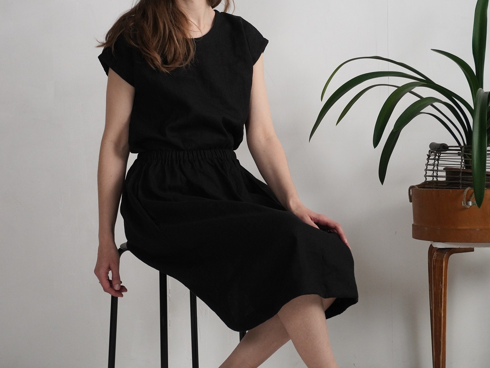 Linen Blend Top & Skirt Set-Up