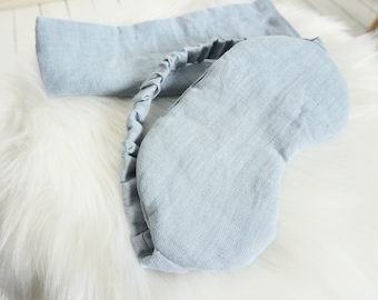 Natural sleep mask & pouch. Linen sleep mask with pouch. Linen travel eye mask. Eco eye mask for sleeping. Unisex eye mask. Anniversary gift