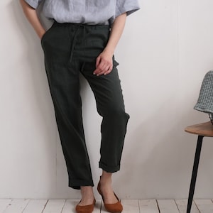 Washed linen pants. Linen trousers. Linen pants for women. Classic linen pants. Soft linen pants. Maternity clothes. Natural pants - VOLGA