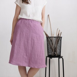 Linen midi skirt. Linen skirt. A-line skirt. Sustainable linen clothing. Office skirt. Linen knee length skirt. Pocket midi skirt COLUMBIA image 6