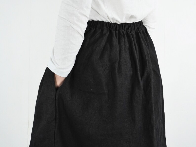 Aline linen skirt Washed linen skirt Linen skirt for women Natural flowy skirt. Linen skirt with pockets Soft midi linen skirt