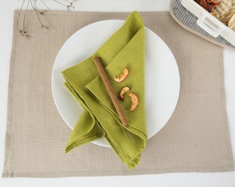 Linen kitchen placemats. Natural washed linen placemats. Linen rectangle placemats. Linen table decor. Mother's day gift. Housewarming gift.