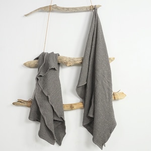 Linen waffle towels in Gray. Linen waffle towel. Bath Sheet. Hand, face, body linen towels. Absorbent waffle towels. Christmas Gift for him