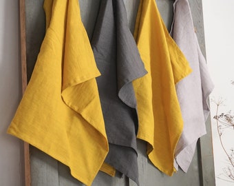 100% Linen Kitchen Towel Set: Soft, Absorbent, Machine Washable (50x70cm)