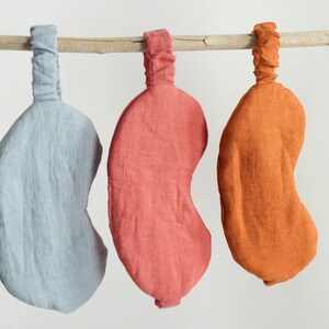 Natuurlijk slaapmasker en zakje. Linnen slaapmasker met etui. Linnen reisoogmasker. Eco-oogmasker om te slapen. Uniseks oogmasker. Jubileumcadeau afbeelding 7