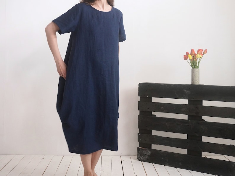 Linen Oversize Dress. Linen Balloon Dress. Loose Boho Linen - Etsy