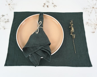 Linen placemats. Natural stonewashed linen placemat set. Linen placemat set of 4 6 8 10 12. Washed soft linen table placemats. Table linens.