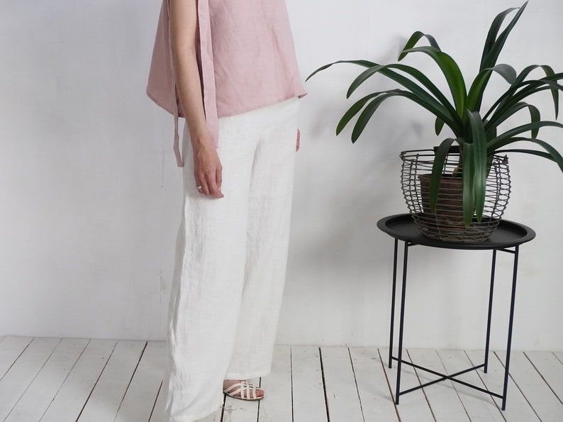 Linen wide leg pants. Women linen trousers. Loose fit linen pants. Wide linen pants. Linen casual women's trousers. Summer linen pants MAHI image 4