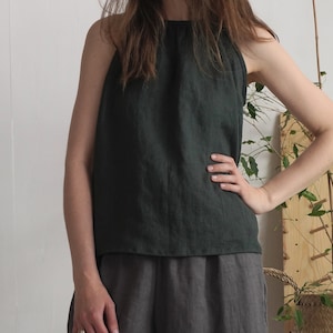 Leinen Sommer Top. Leinen Leibchen. Leinen Slip Top. Leinen Neckholder Top. Sommerliches Top, zum Binden im Rücken. Naturleinen Bluse LUNI Bild 6