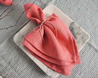 Washed linen napkins in various colors. Linen napkin set 4,6,8,10 Washed medium wight linen napkin. Wedding table linen. Large size napkins.