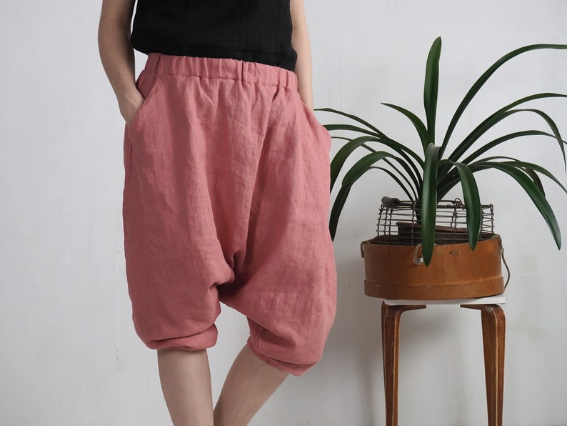 Linen harem pants. Women yoga pants. Baggy harem pants. Hippie clothing. Summer linen pants. Drop crotch pants. Boho linen pants IRTYSH image 1