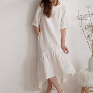 On SALE Ready to Ship, S size. Linen maxi dress. Oversized boho dress. Loose Maternity linen dress. Loose summer dress. Sundress CONGO image 5