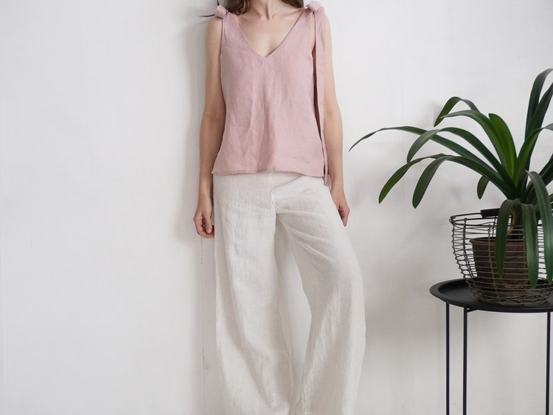 Linen wide leg pants. Women linen trousers. Loose fit linen pants. Wide linen pants. Linen casual women's trousers. Summer linen pants MAHI image 7