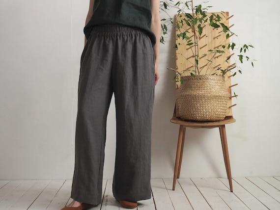 High Waisted Linen Trousers. Wide Leg Linen Pants. Elegantt Linen Pants.  Long Wide Natural Linen Trousers. Linen High Waist Pants COOPER -   Canada