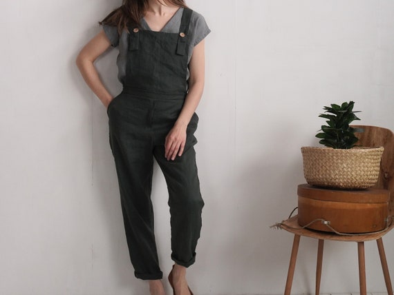 Linen Overall. Linen Dungarees. Linen Jumpsuit. Casual Women Romper.  Natural Linen Jumpsuit. Linen Pants With Dungarees and Pockets SHANNON -   Canada