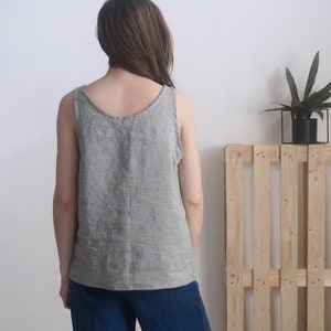 Linen tank top. Linen tops for women. Sleeveless linen top. Ladies linen tops. Natural linen Blouse. Washed linen tank top. Linen tee- LIAO