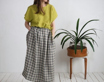 Long linen skirt. Aline linen skirt. Linen skirt with pockets. Soft washed linen skirt. Women's linen skirt. Natural maxi skirt- MISSISSIPPI