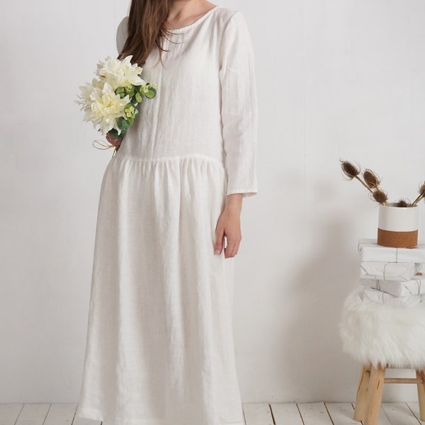 Winter linen wedding dress. Rustic wedding dress. Linen wedding dess. Fall wedding dress. Modest wedding dress. Long linen dress - MACKENZIE