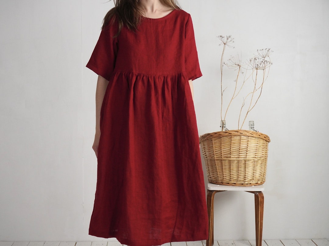 Boho Linen Maxi Dress. Goddess Empire Waist Dress. Boho Maternity Dress.  Sustainable Clothing. Simple Bohemian Maxi Long Dress - COLORADO - Etsy