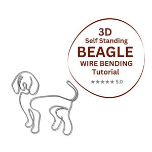 Zelfstaande 3D-beagle-tutorial, stap voor stap draadbuiggids, pdf direct downloaden, hondenliefhebber cadeau