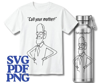 Sigmund Freud Karikatur SVG PNG PDF - "Rufen Sie Ihre Mutter an" lustige Wandkunst, sofortiger Download, Biologie Geschenk, Therapeut Geschenk, Freud Druck