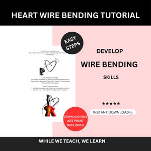 Heart Easy Steps Wire Bending Tutorial, Wire Charm Bending, How to Craft Home Decor Gift, Art Bending Digital Download Course Hobby Pendant image 1