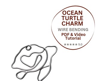 Wire Ocean Turtle Tutorial PDF, Heart Shell Charm, Learn Wire Art Bending, DIY Wire Animal Pendant, Step by Step Wire Sculpting, Beginner
