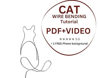 Draht Katzen Anleitung PDF + VIDEO Schritt-für-Schritt Drahtbiegeanleitung, Sofort Download, Katzen Lesezeichen, Taschenanhänger, Wire Art für Anfänger