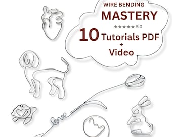 Wire Bending Tutorial Mega Bundle  PDF Guides + Videos: Heart, Cat, Beagle, Rabbit, Tulip, Turtle, Chair, Cloud, Anatomical Heart, Tree