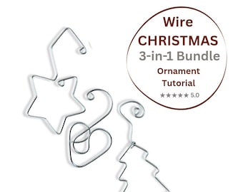 Wire Christmas Ornament Tutorial PDF, Star Heart Tree Pattern, 3-in-1 Bundle, DIY Wire Bending Guide, Minimalist Holiday Decor, Beginner