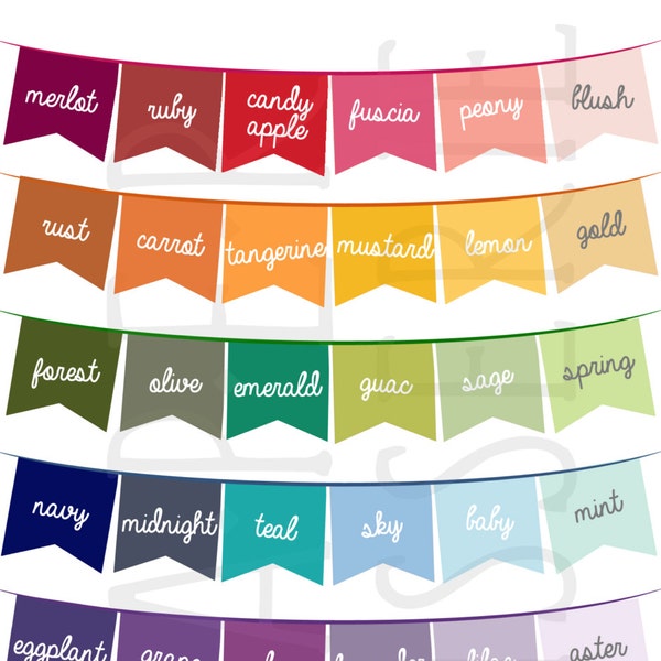 Instant Download - Color Swatch Reference Card with Flag Cut Bunting