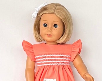 18" doll light peach dress with kite appliques