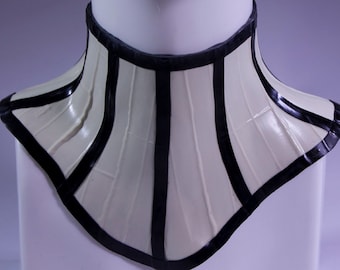 KEA Neck corset– White with black trim latex rubber thick neck corset