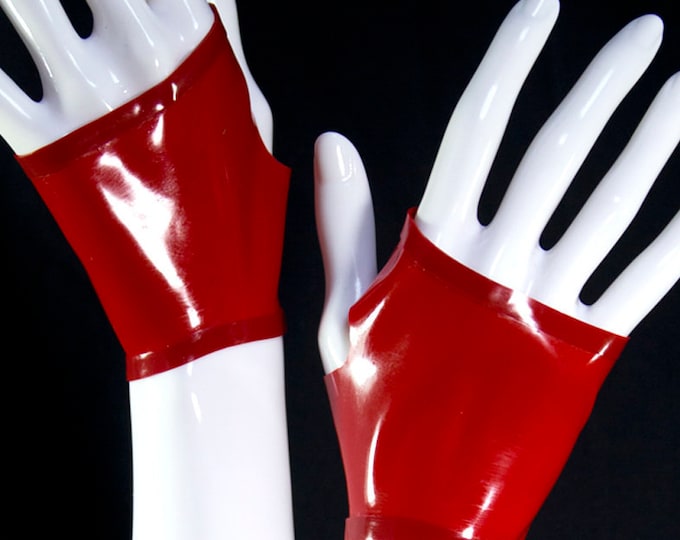 Wrist Fingerless Gloves Red Latex Gloves Etsy