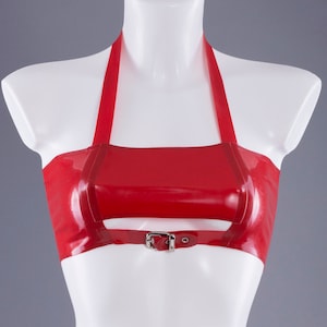 Latex Crop Top with Underboob Cutout and Ring Detail main image 0