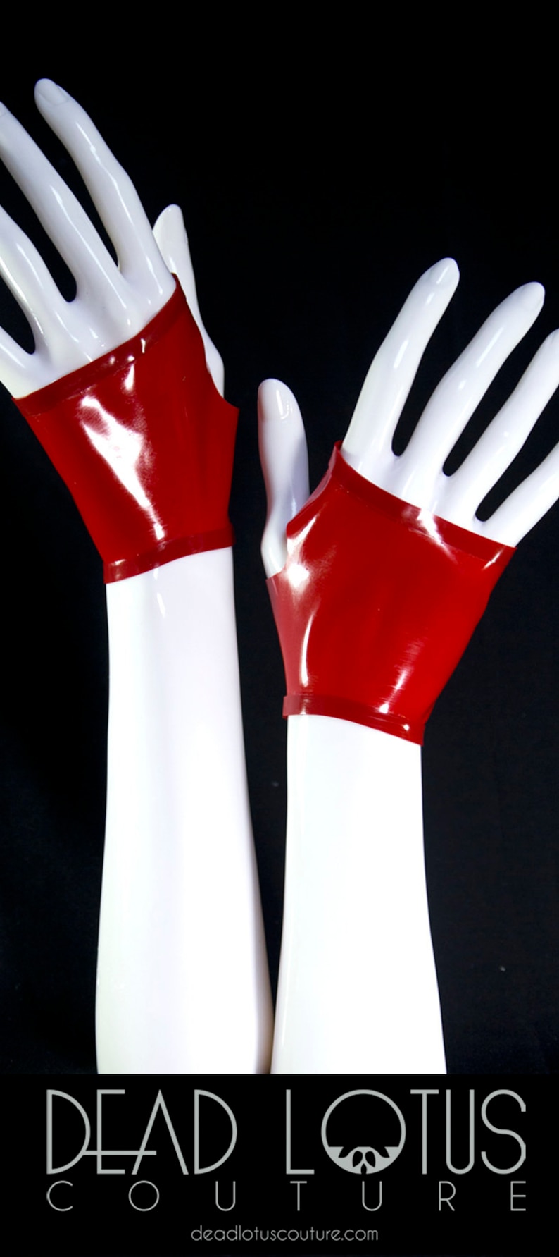 Wrist Fingerless Gloves Red Latex Gloves Etsy