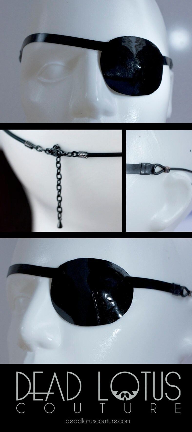 Eye Patch - Black With Chain Latch and Mini Pendent - Etsy