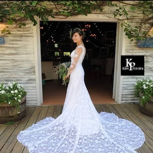 Vintage weiße Hochzeit Meerjungfrau Kleid für die moderne Braut