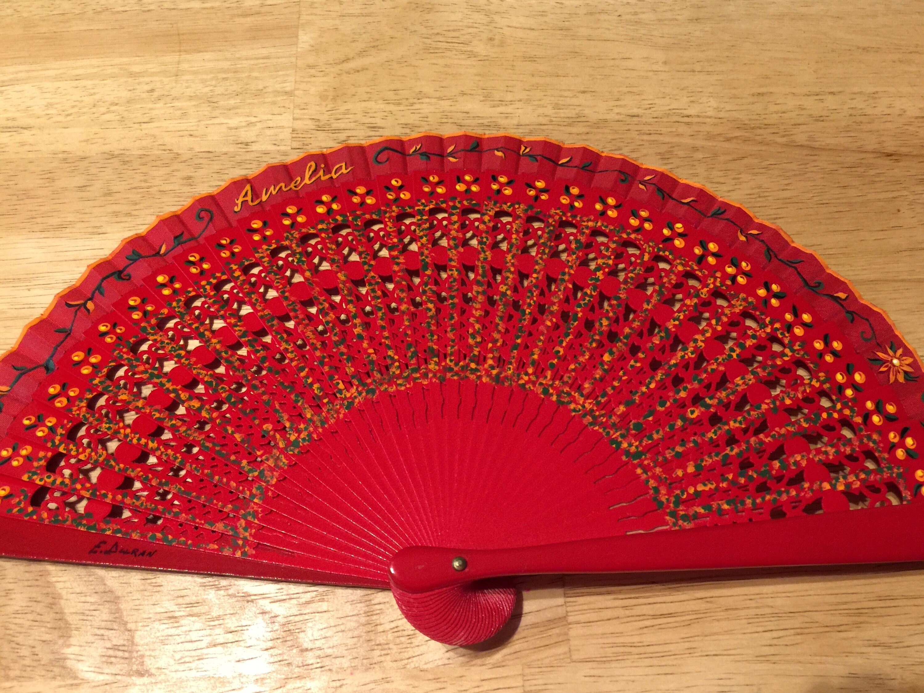 Personalized Spanish folding fan Hand painted With name or Etsy
